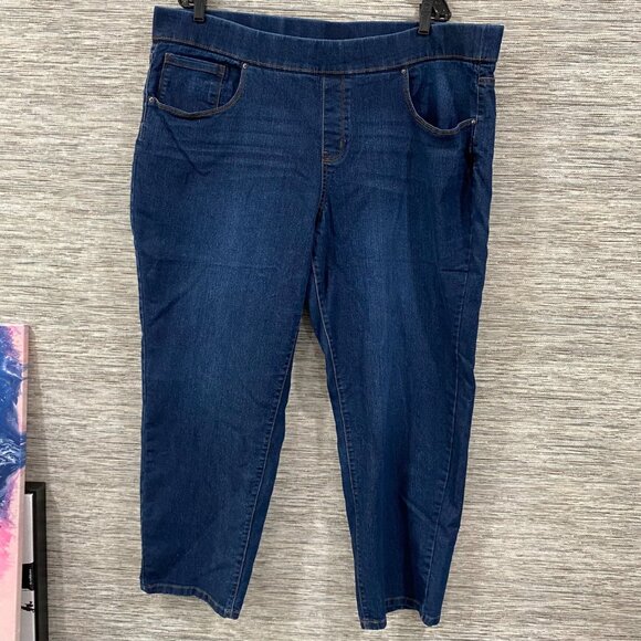 Terra & Sky Taglie Forti 2X (20W-22W) Jeggings A Vita Alta - Capri Neri Con Cucitura 23 Pollici